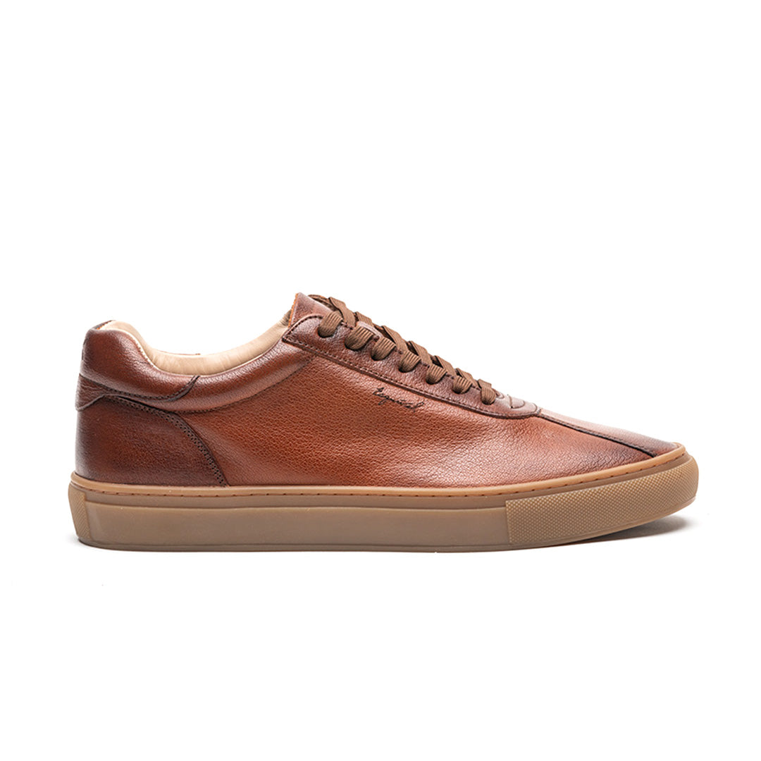 Cognac/Gum - Textured and hand-applied patina cognac leather / 8 Swatch
