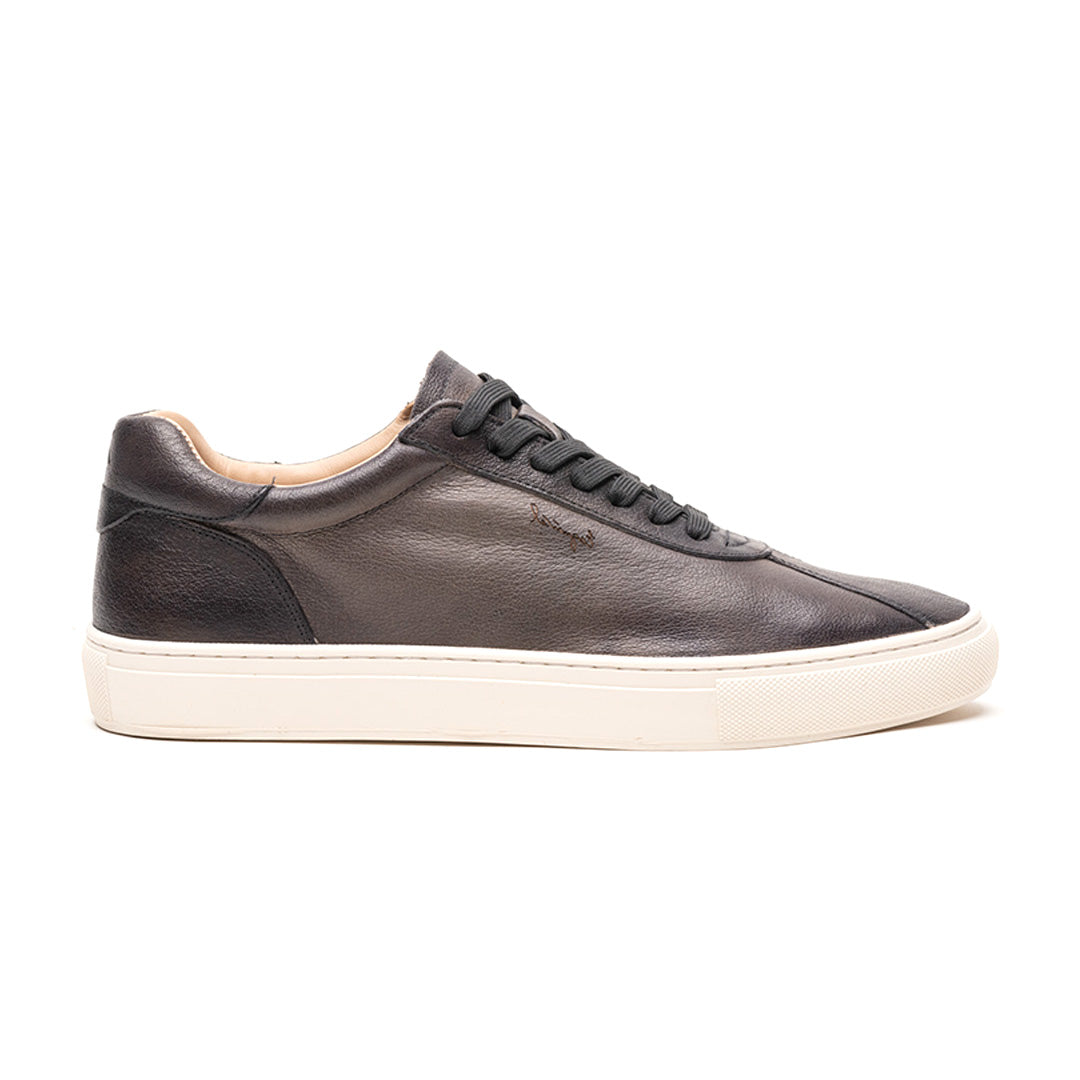 Grey/Cream - Textured and hand-applied patina grey leather / 8 Swatch