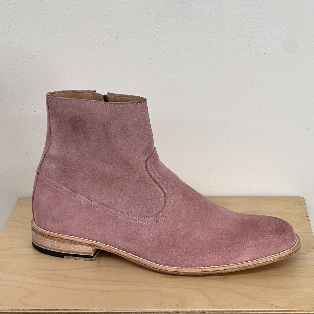 Pink Suede w/ oil accents | Side zip Chelsea boot George