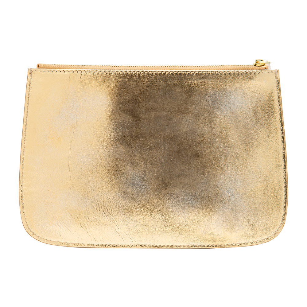 Gold Leather Clutch