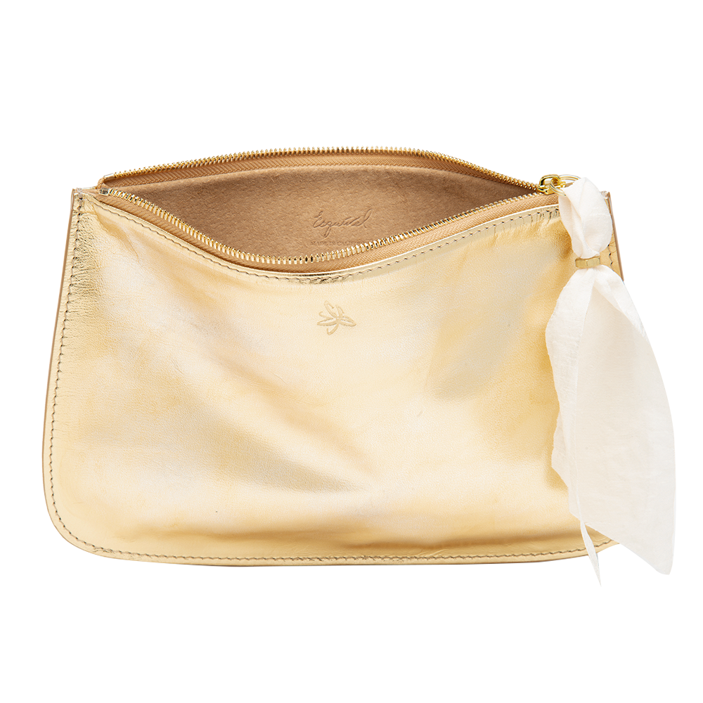 Gold Leather Clutch