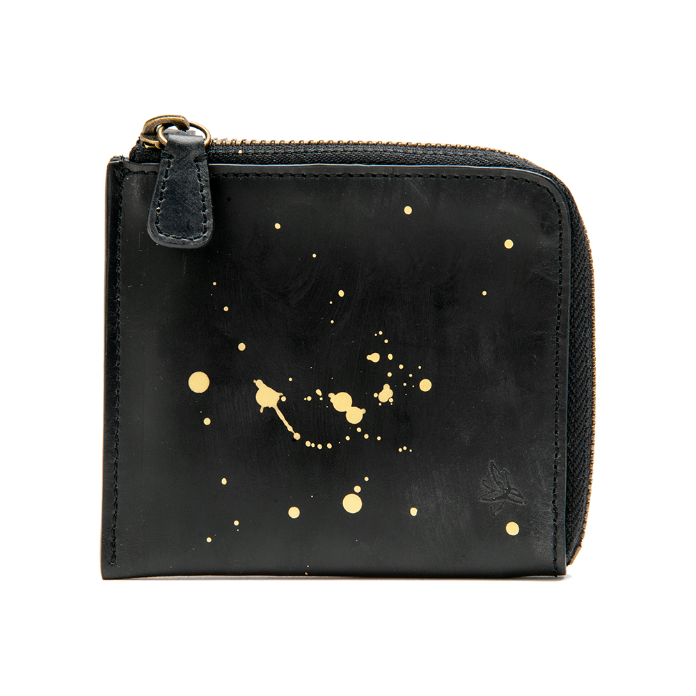 Black with Gold Accents Zip Wallet
